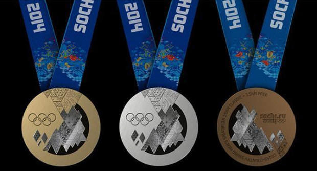 Sochi Olympic Medals.  Gold, Silver, and Bronze.