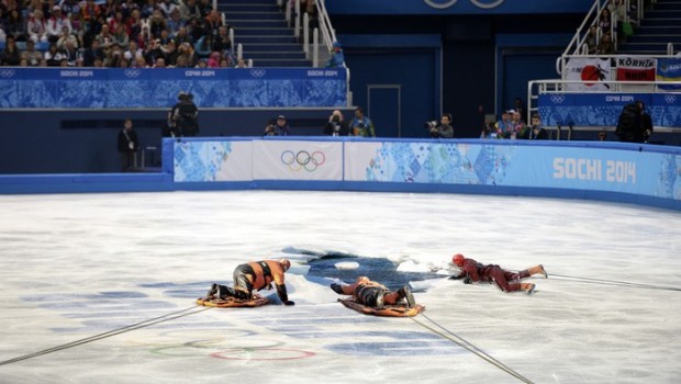 ice skater falls through ice
