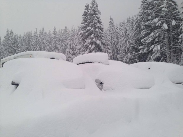 Crystal Mountain, WA.  February 17th, 2014. Crystal's big storm knocked out their power yesterday.