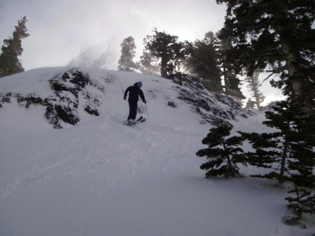 Dylan Cautela finding some pow landing after sending off red ridge on 3/10/14 pow day