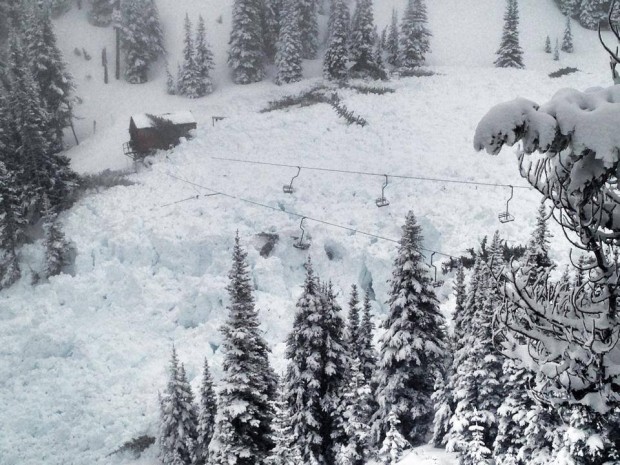 High Campbell chair destroyed in avalanche yesterday.  photo:  crystal mountain