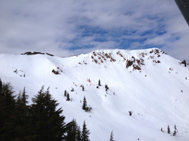 Top section of the Banzai course at Alpine on Sat.  photo:  snowbrains.com