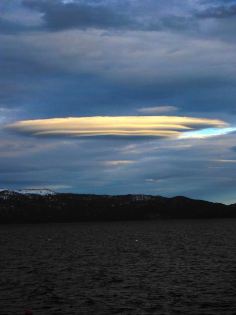 Spaceship cloud over Lake Tahoe on Saturday evening.  photo:  snowbrains.com