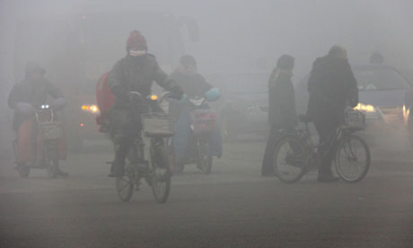 Beijing, China in bad air pollution