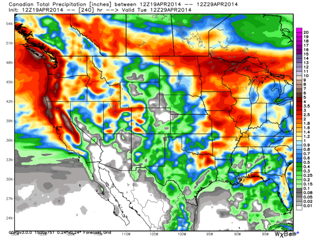 Canadian model's precipitation numbers showing big liquid coming to Tahoe.