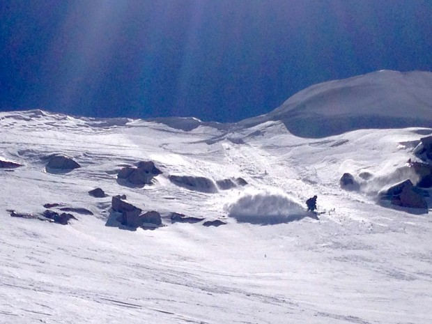 (Rom Marcucci descending Dana Col.  In 'chalky snow' around 1pm today