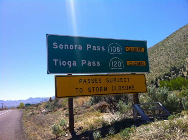 Both Sonora and Tioga passes are closed but Tioga pass is open to the pass from the east.