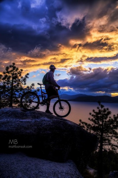 Cody Wilkins looking stoic on a sunset ride on the east shore