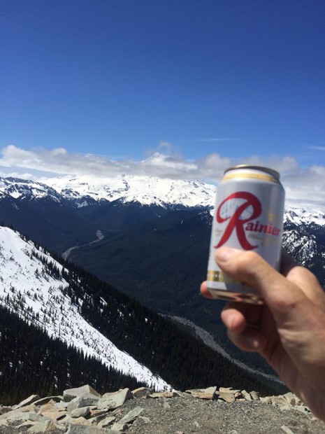 Mt. Rainier via a Rainier Beer from Crystal Mountain, WA.  photo:  hugh gren