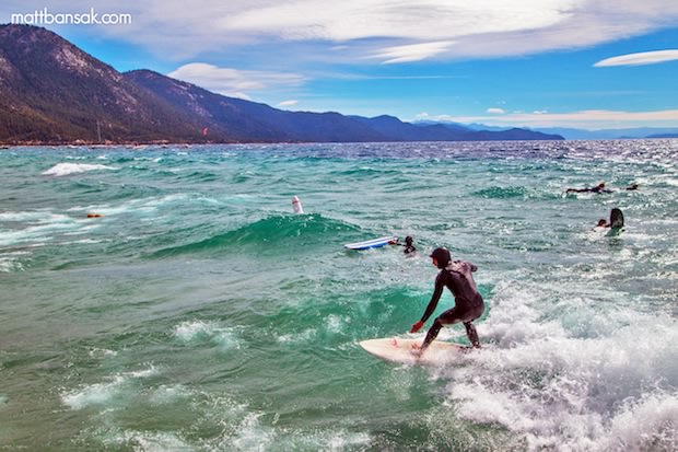 September surf session on Lake Tahoe in September, 2013.  photo:  Matt Bansak
