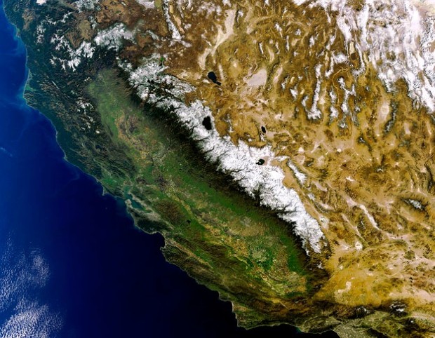 California's Sierra Nevada mountains from space.