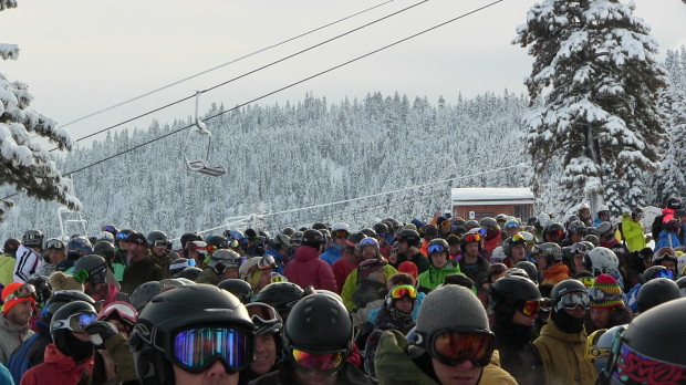 Big KT-22 lift line at Squaw Valley in 2011