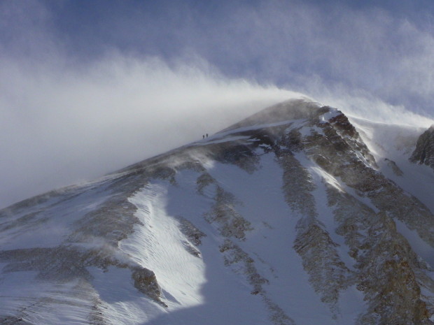 Two climbers en route to Entre Rios, Las Lenas in 2011.
