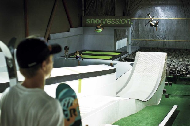 Sending it into the foam pit at Snogression - no roller skis required!
