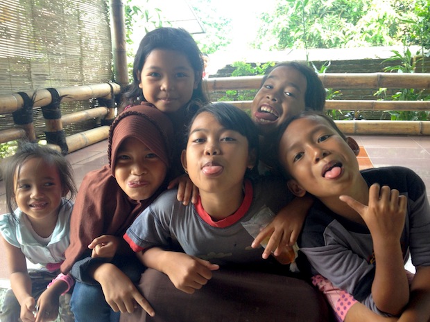 Local kids.  Kids in Indo are super friendly and curious about foreigners.  