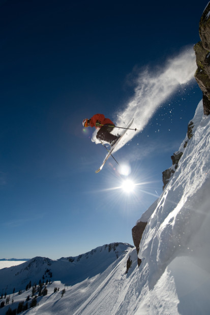 A Squaw skier feelin' the participation.  photo:  Hank de Vre