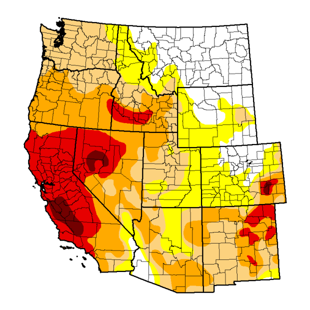 US Drought Monitor showing California leading the way 