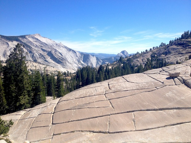 half dome, Yosemite, hiker, fall