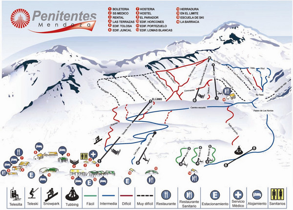 Pentitentes ski resort, Argentina trail map