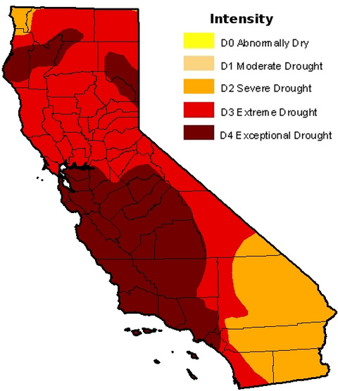 CA drought monitor as of May 14, 2014.