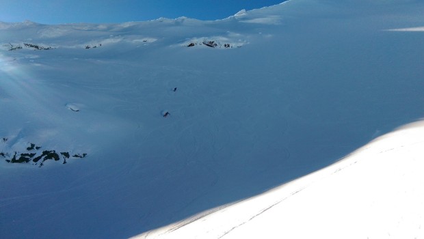 Alex and Skimac ripping it up in the Mangaehuehu Glacier Bowl - July 28th
