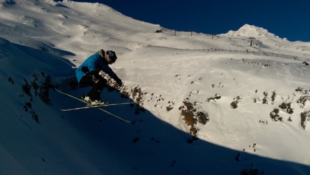 Deif dropping a cornice just above the Why Nots