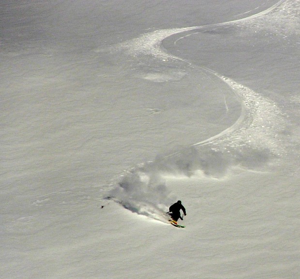 Unknown ripper getting some under the Sextuple chair this morning.  photo:  snowbrains.com