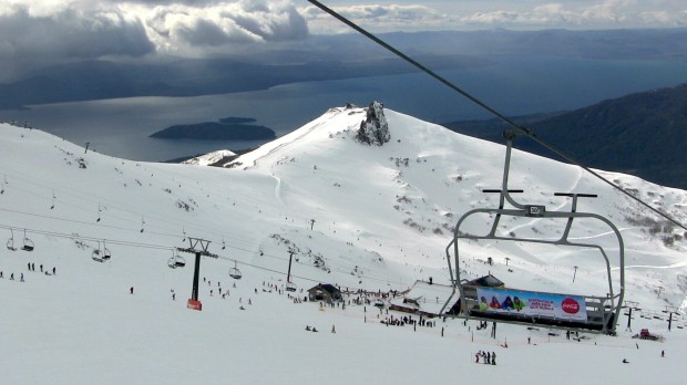 Lake Nahuel Huapi and Catedral ski resort.  photo:  snowbrains.com