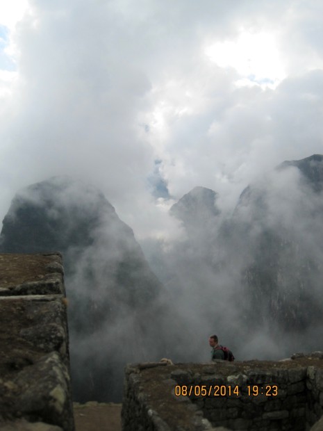 clouds rising above Machu Picchu