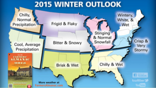 2015 Winter Weather Forecast by the Farmers' Almanac