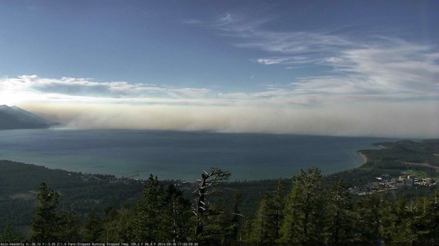 King Fire smoke across Lake Tahoe yesterday from Heavenly Ski Resort.