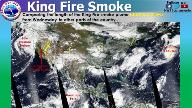 NOAA's satellite image of King Fire today.