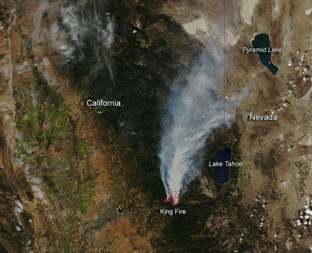 King Fire from Space yesterday.  photo:  nasa