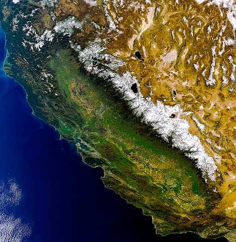 Sierra Nevada, CA from space in 2011.