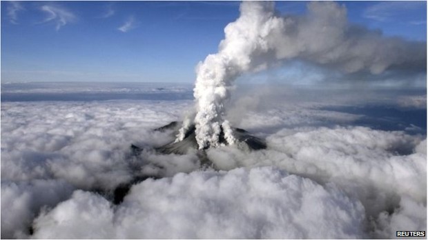 Mt. Ontake, Japan erupting on September 27th, 2014. photo: reuters