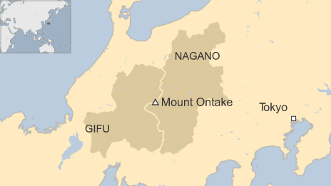 Map of Mt. Ontake, Japan.