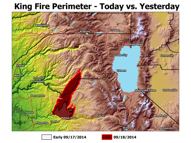 The King Fire tripled in size in one day two days ago.  