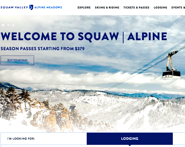 SquawAlpine.com's new website for Alpine Meadows and Squaw Valley.