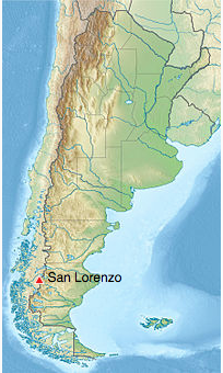 Map of Monte San Lorenzo, Chile.