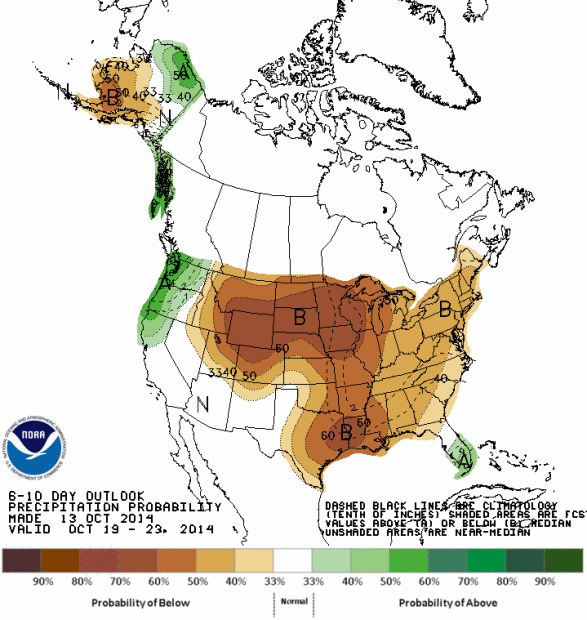 Precipitation is headed to the west coast.  This is the 6-10 day outlook.