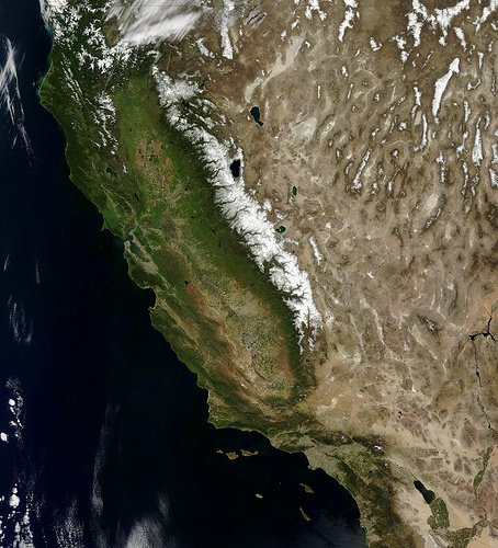 California Sierra Nevada buried in snow.