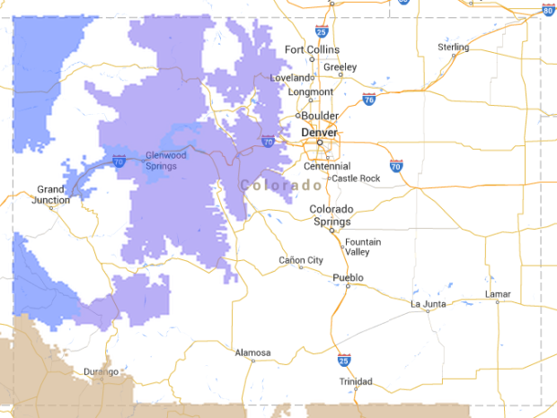 Map of the 6 different Winter Weather Advisories in effect in CO today.
