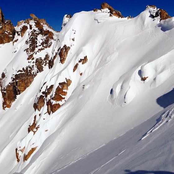 Miles dropping the upper spines of Alaskita in the Bariloche Backcountry on August 13th, 2014.