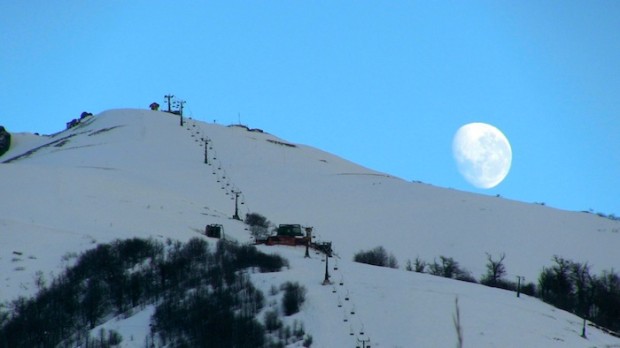 Moonset on Catedral ski resort on September 17th, 2014.  
