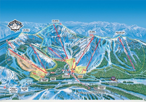 Sugar Bowl trail map with new Crow's Peak Chair.
