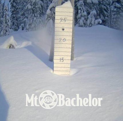 Mt. Bachelor snow stake this morning