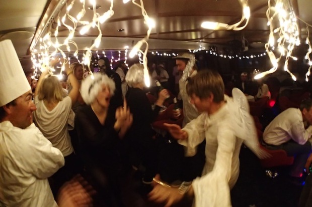 Dance Party at the Black and White Party onboard the Sea Adventurer. 