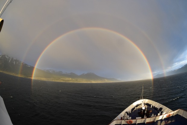 Stunning double rainbow in the Beagle Channel on our way to Antarctica. 