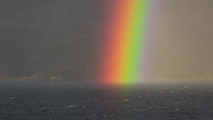 The most intense rainbow I've ever seen. Beagle Channel, Argentina/Chile. photo: snowbrains.com