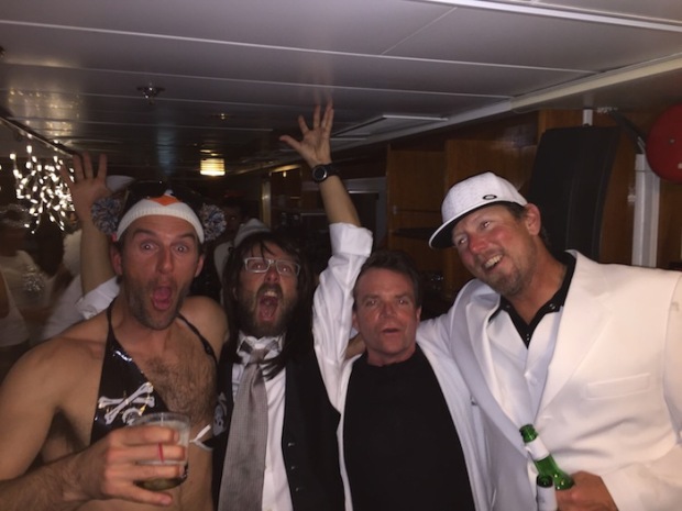 Getting loose at the Black and White Party onboard the Sea Adventurer.